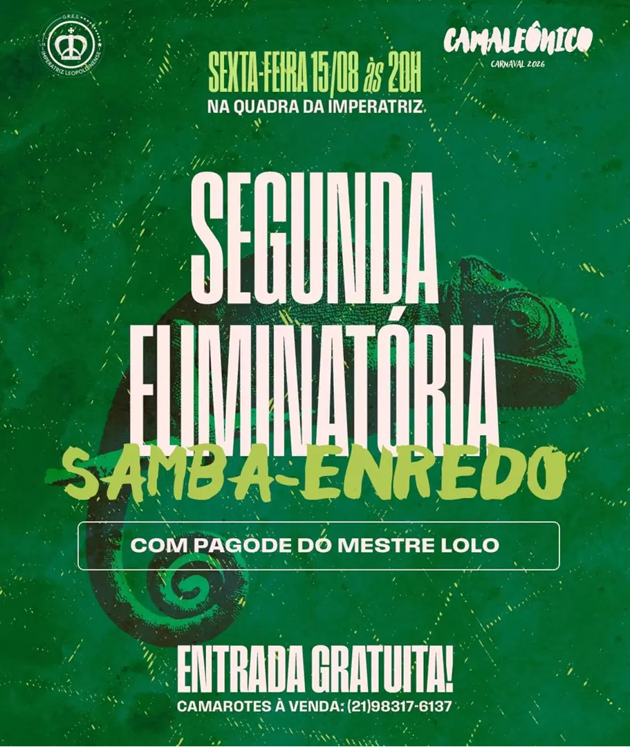 Imperatriz Leopoldinense realiza segunda eliminatória de samba na próxima sexta (15)